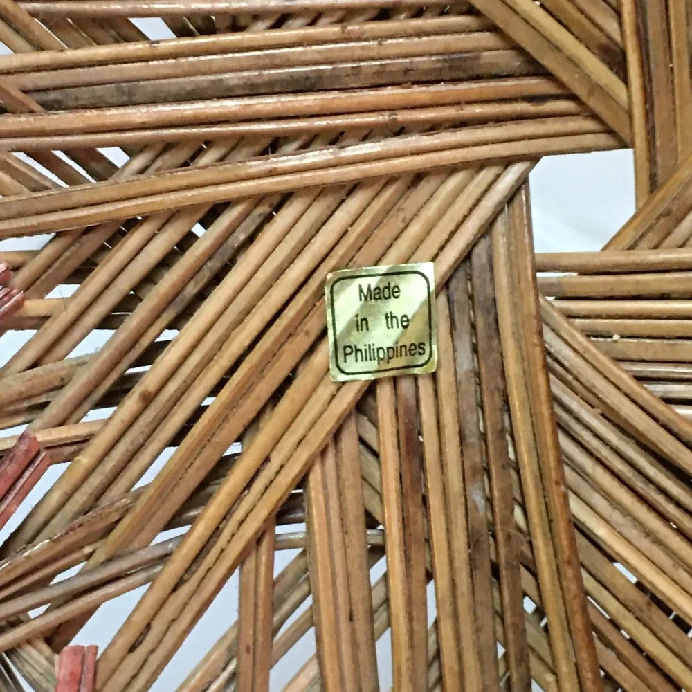 Woven Wicker Basket Home Decor Large Brown Tan Philippines Handled Cottagecore